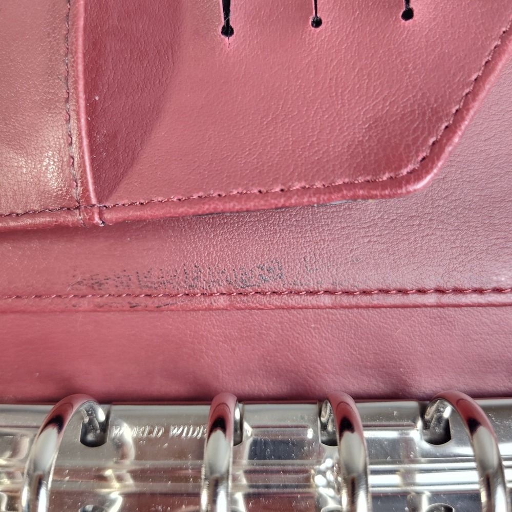 Vintage Day Timer Flavia Planner Classic 7 Ring Organizer Burgundy Leather Heart - Picture 12 of 16